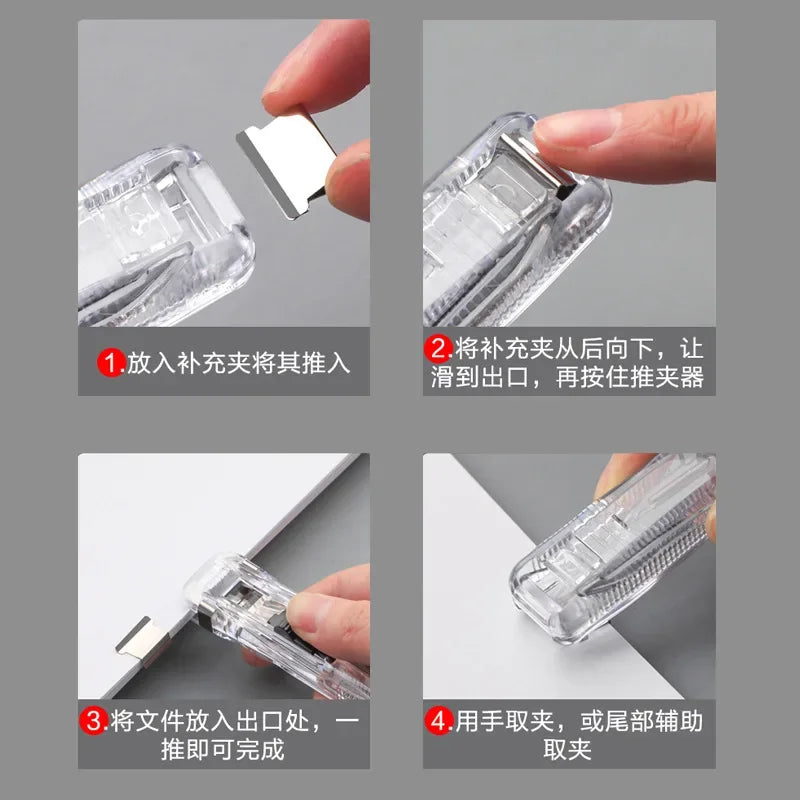 Reusable Metal Push Clip Staple Remover Paper Fixing Organizing Stapler Push Clamp Paper Binding File Office Stationary