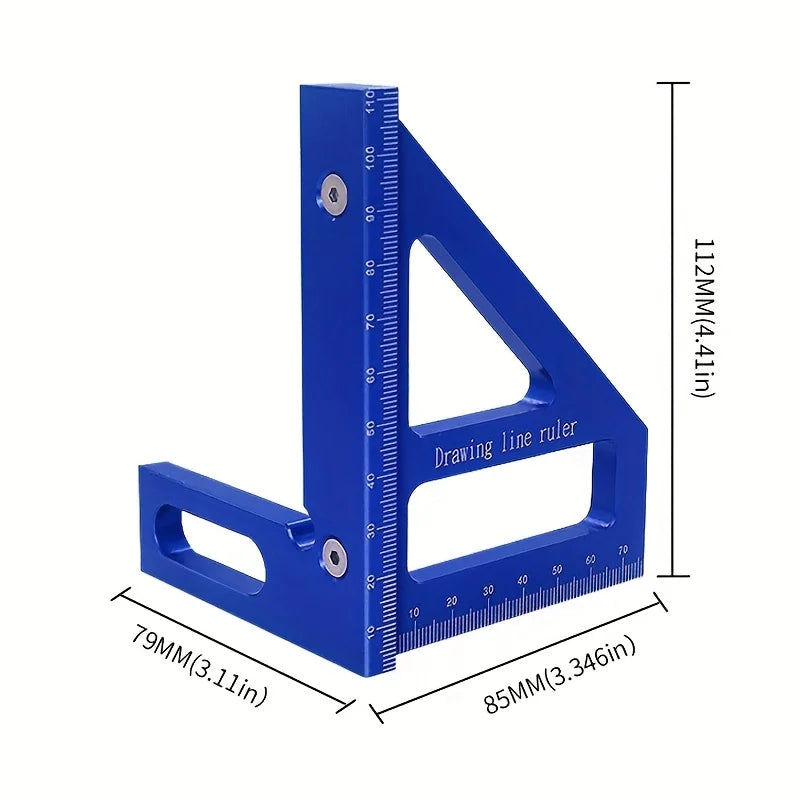 Carpenter Square- Woodworking Square Protractor Aluminum Miter Triangle Ruler 3D Multi Angle 45/90 Degree Layout Measuring Ruler
