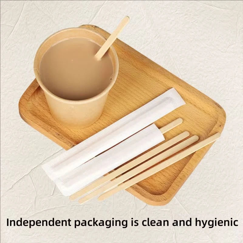 Individually Paper Wrapped Wooden Coffee Stirrers Disposable Wood Sticks for Coffee/Tea/Hot Beverage/Hot Chocolate/Cold Drinks