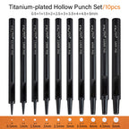 WUTA 1-10pcs Plating Titanium Leather Hole Punching Tools Set Round Hollow Puncher DIY Leather Craft for Watch Band,Belt,Fabric