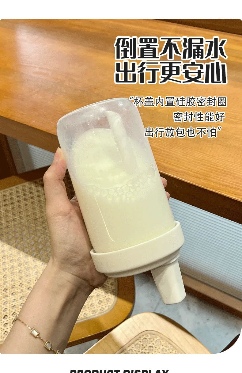 500/800ML Large-capacity Straw Cup, Food-grade Transparent PP Material,Portable Ins Style Water Cup, Juice Milk Tea Cup