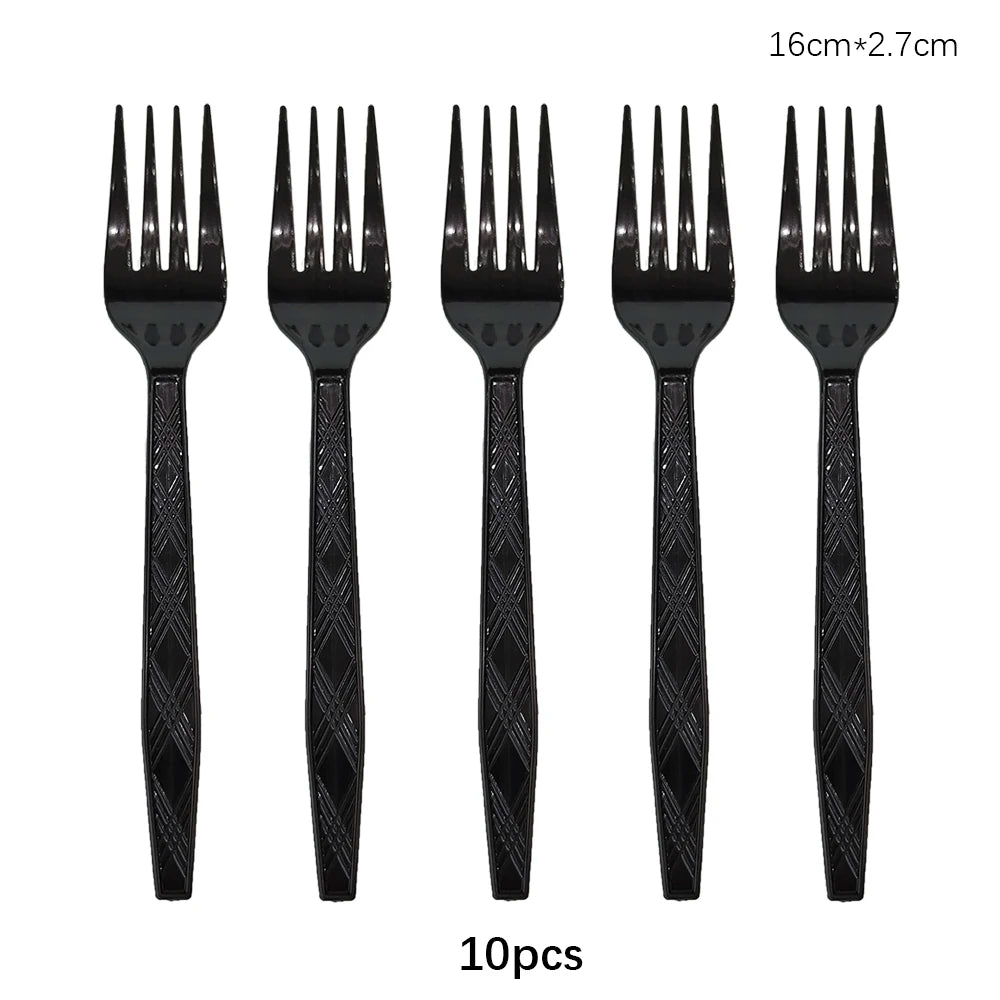 Rose Gold Disposable Knife Fork Spoon Cutlery Set Disposable Tableware Birthday Party Decorations Wedding Baby Shower Supplies