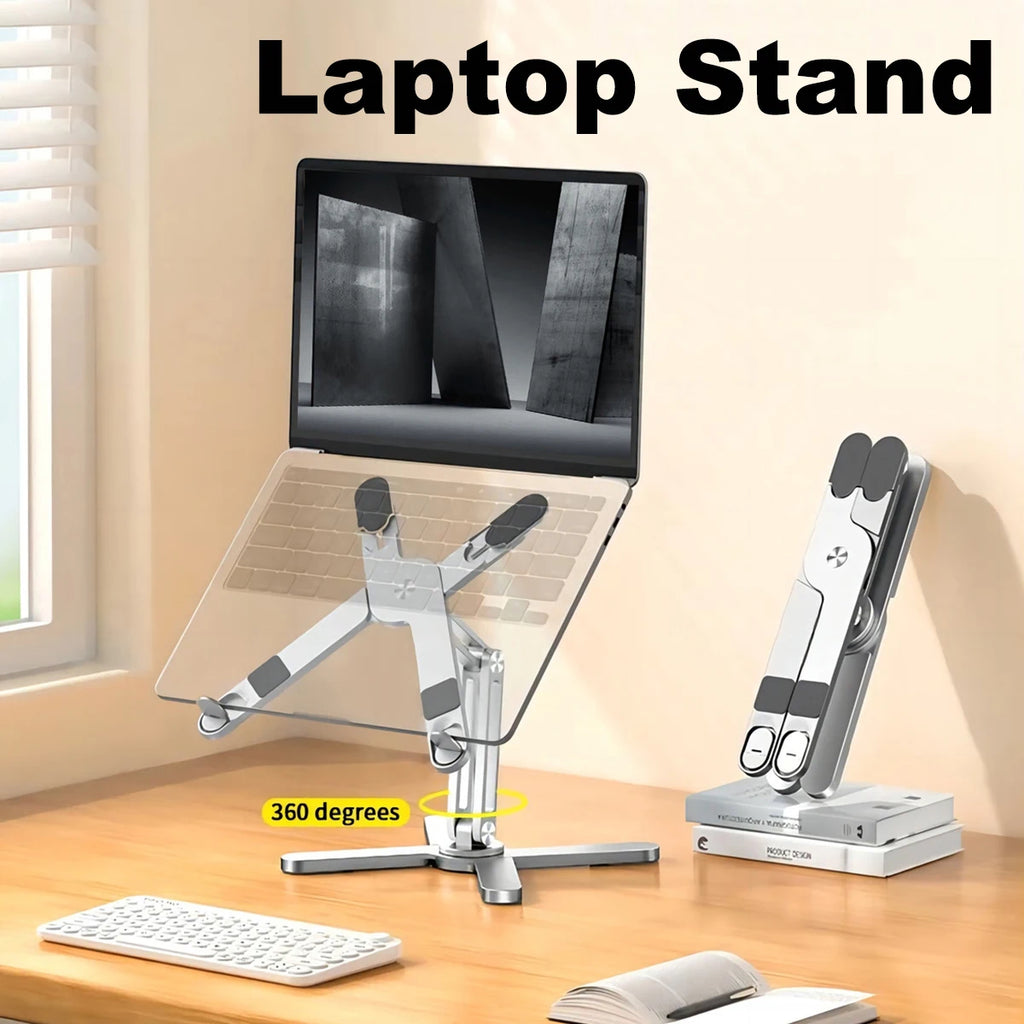 Foldable Laptop Stand 360°Rotation Notebook Table Holder Aluminum Alloy Portable Book Tablet Bracket Open-ended Heat Dissipation