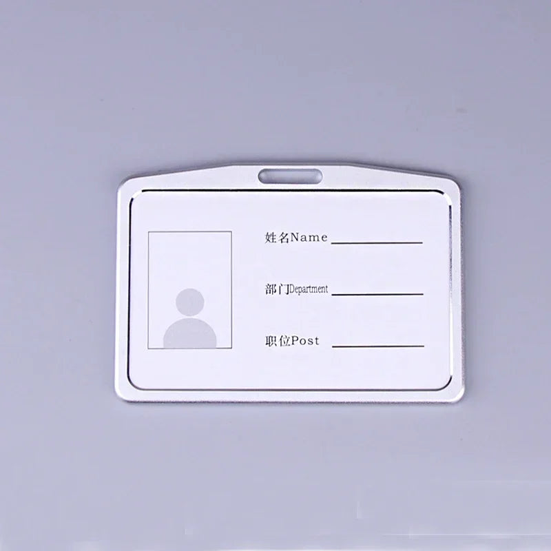 Office Metal Work Identity Badge ID Card Holder Aluminium Alloy Employee Name Cover Business Case Credit Card Holder Wallet