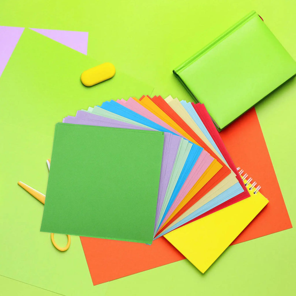 100 Sheets Square Colorful Cardstock Origami Paper Double Sided for Kids Fine Motor Skills Development DIY Crafts Construction