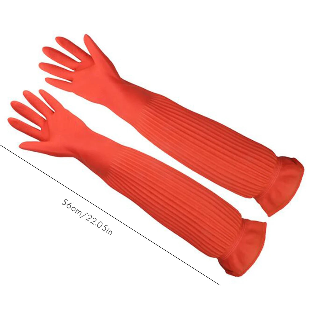 45/56cm Latex Long Gloves Aquarium Fish Tank Industrial Thick Protective Gauntlets Waterproof Rubber Latex Dishwashing Gloves