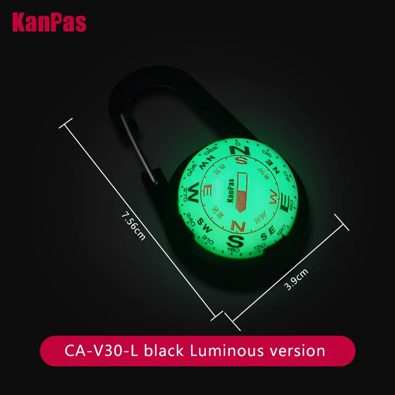 KANPAS Carabiner Compass Ball,Innovative Dual Dial Outdoor Compass,Waterproof Lightweight Backpacking Luminous Compass CA-V30(L)