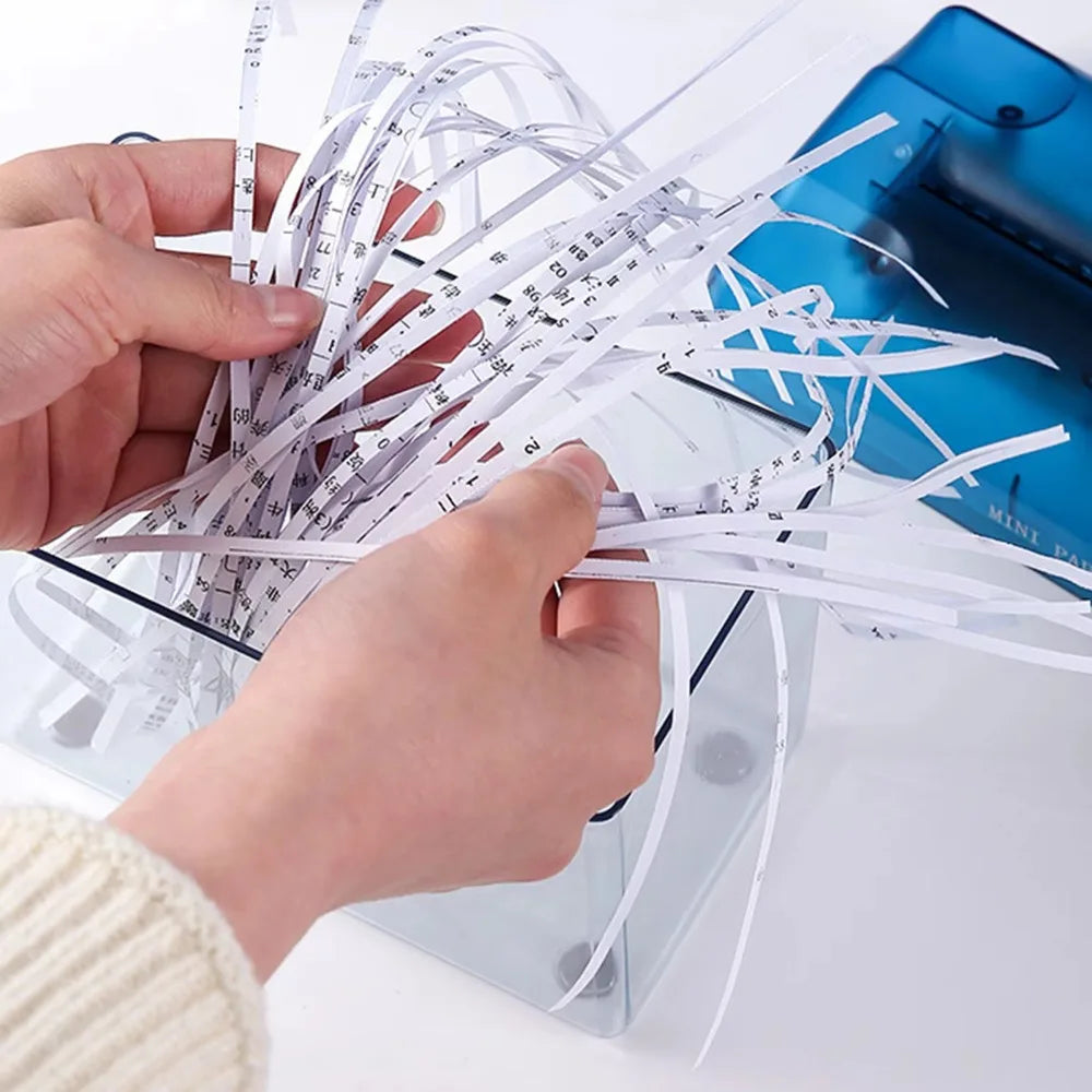Professional Mini Manual Paper Shredder Hand Crank Non-slip Base Paper Sharper ABS Transparent Document Destroyer Office