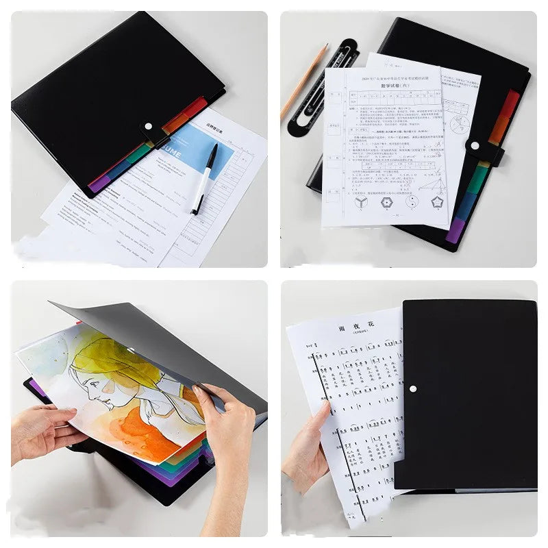 A4 Expanding Files Folder Rainbow Color Design 7 Pocket Accordion Receipt Folder Documents Organizer School Office Supplies