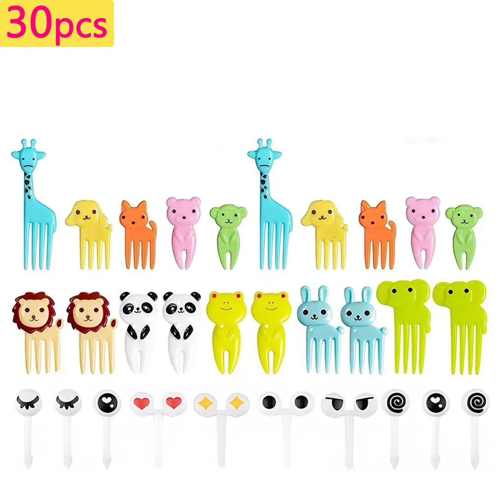 Mini fruit forks toothpicks skewer set for kids children plastic animal food picks for bento Lunch box decorating accessories