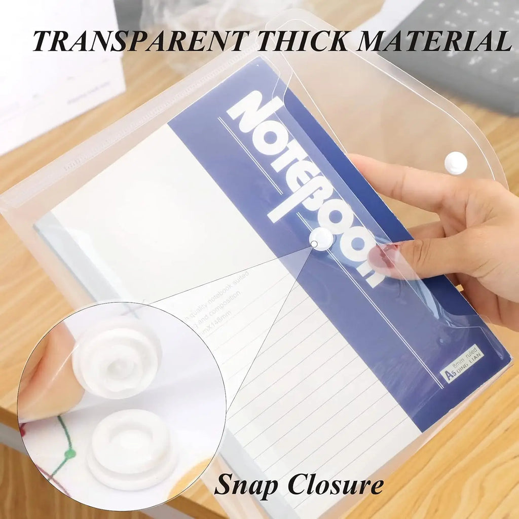 12 Pcs Plastic Envelopes Clear A5 Letter Size Waterproof Poly Envelopes Folders with Snap Closure for Office School Supplie