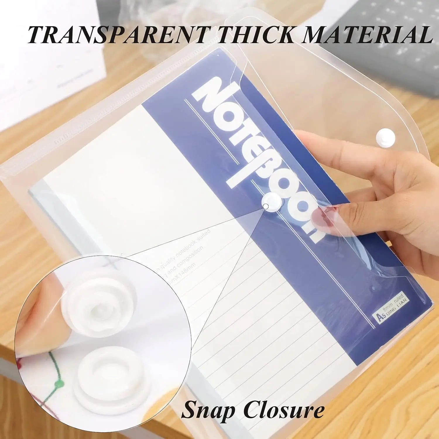 12 Pcs Plastic Envelopes Clear A5 Letter Size Waterproof Poly Envelopes Folders with Snap Closure for Office School Supplie