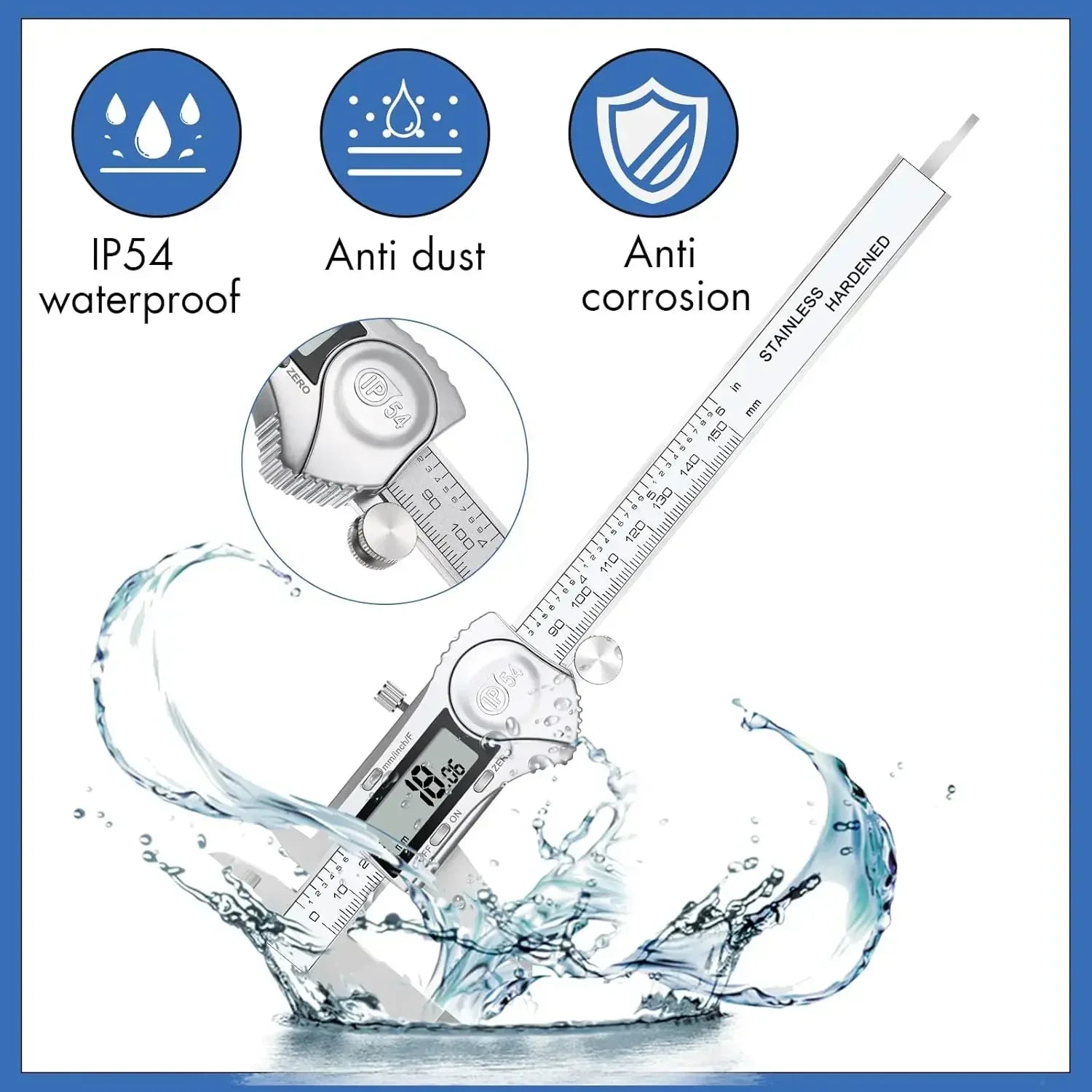 Electronic Digital Caliper, Inch and Millimeter Conversion, LCD Screen Display 0-6” Caliper Measuring Tool, Auto Power Off