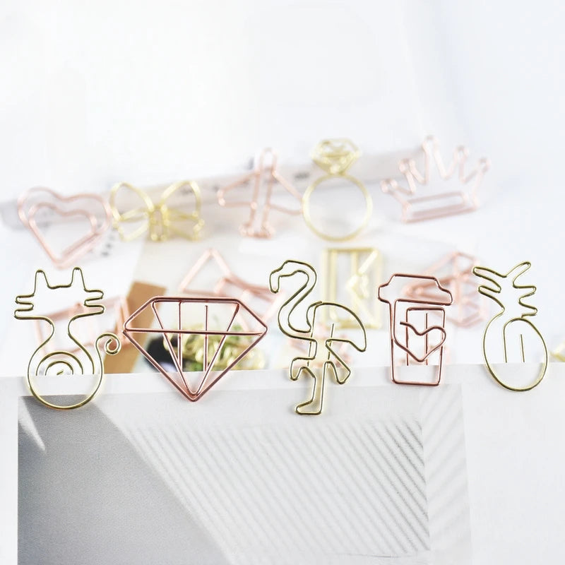 10pcs/set Metal Paperclips Multiple Cartoon Heart Animal Styles Paper Clip Book Scrapbook Planner Page Bookmark Binder Clip