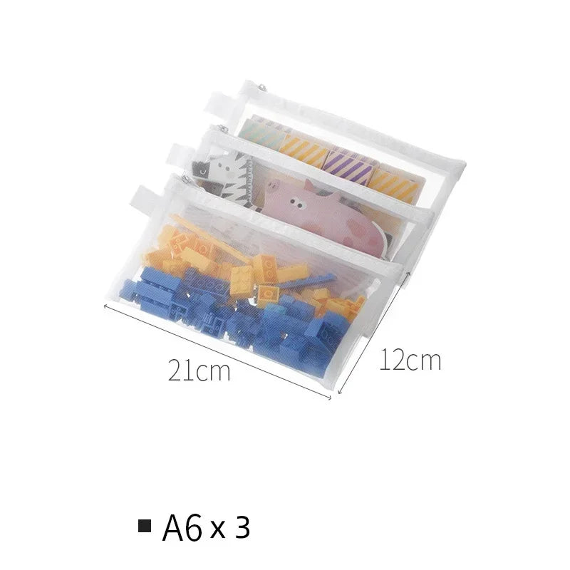 1/3/6PCS Storage Bag Mesh ZipperToy Building Block Puzzle Sub-package Children Particle Zipper Transparent Finishing Storage