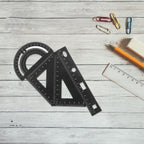 1Set Metal Math Drawing Set Includes Straight Ruler Triangle Plate Protractor for Students Architects Engineers Artists Portable