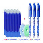 55pcs/lot Erasable Gel Pen 0.5mm Refill Rod Magic Ink Erasable Pen Washable Handle Office School Writing Tools Kawaii Stationery