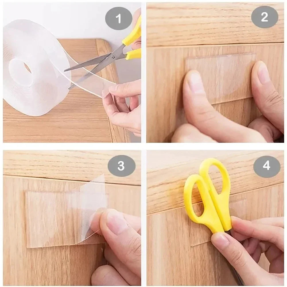 Versatile Reusable Double Sided Waterproof Adhesive Tape Strong Viscosity Firm Sticking Washable Removable Multipurpose Tape