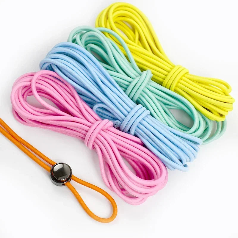 5/10/20/50M 4mm Multicolor Elastic Band Round Hair Bungee Rope Hat Drawstring Rubber Bands Clothes Spring String Cord Sewing Bia