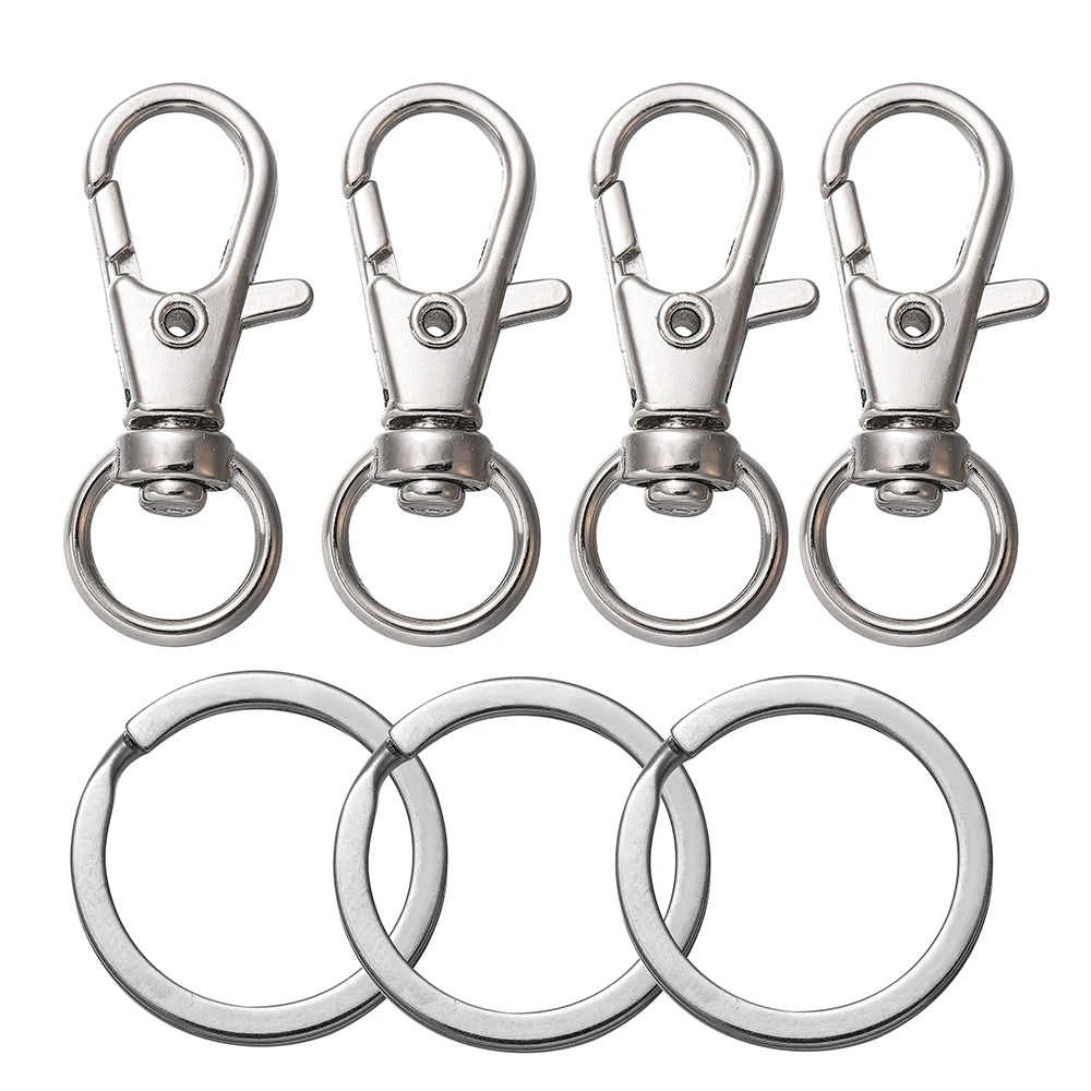 10/20Pcs Swivel Clasps Set Lanyard Snap Hooks with Key Chain Rings Keychain Clip Hooks for DIY Necklace Bracelet Chain Supplies