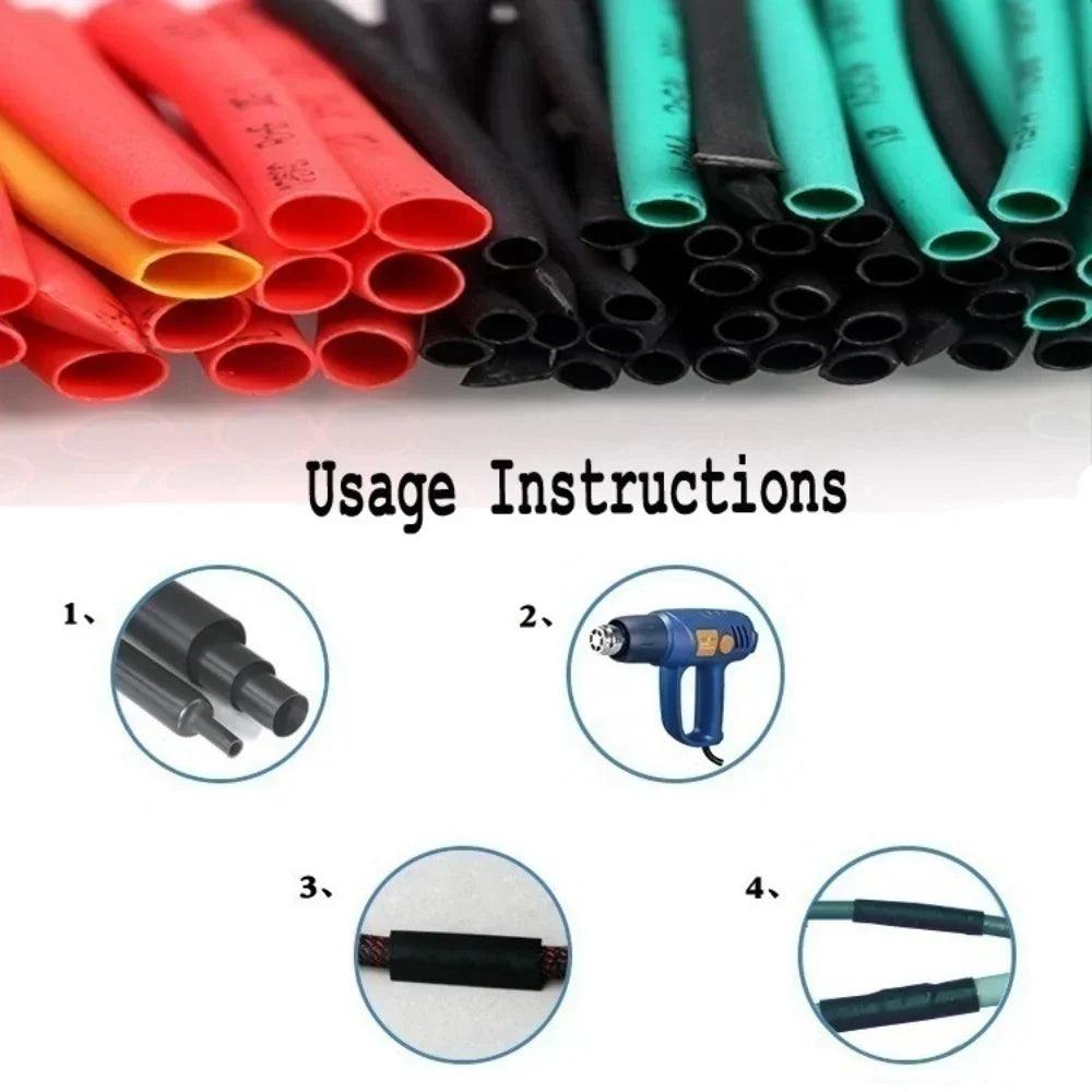 580/328/127PCS Heat Shrink Tubing Wrapping Kit 2:1 Shrinkable Wire Shrinking Wrap Tubing Wire Connect Cover Protection Sleeving