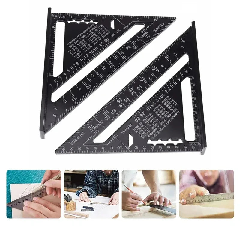 7''/12'' Square Measuring Tool Alloy Metal Triangle Ruler Protractor for Woodworking Carpenter