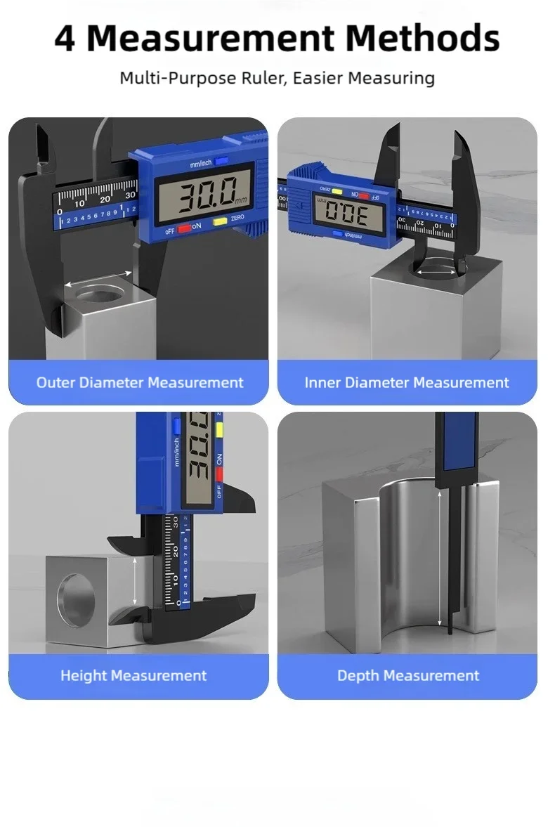 TINSOL 150mm High Precision Digital Caliper Carbon Fiber Reinforced Electronic Vernier Caliper LCD Display Auto Off for Jewelry