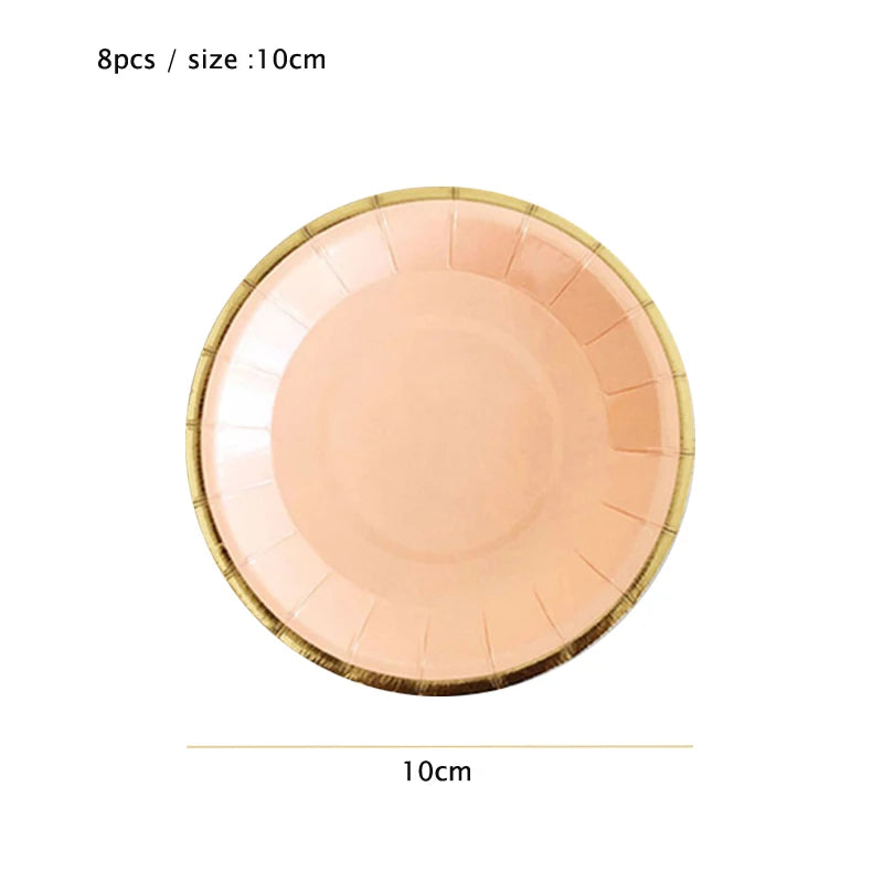 10cm Mini Plate Party Paper Plates Disposable Tableware Birthday Party wedding Decor kids Party Supplies Pink Small Plates 8pcs
