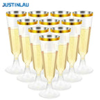 JUSTINLAU 25/50/100pcs Disposable Cups Clear Plastic Champagne Flutes Bar Cups Toasting Glasses for Weddings Party Cocktail Cups