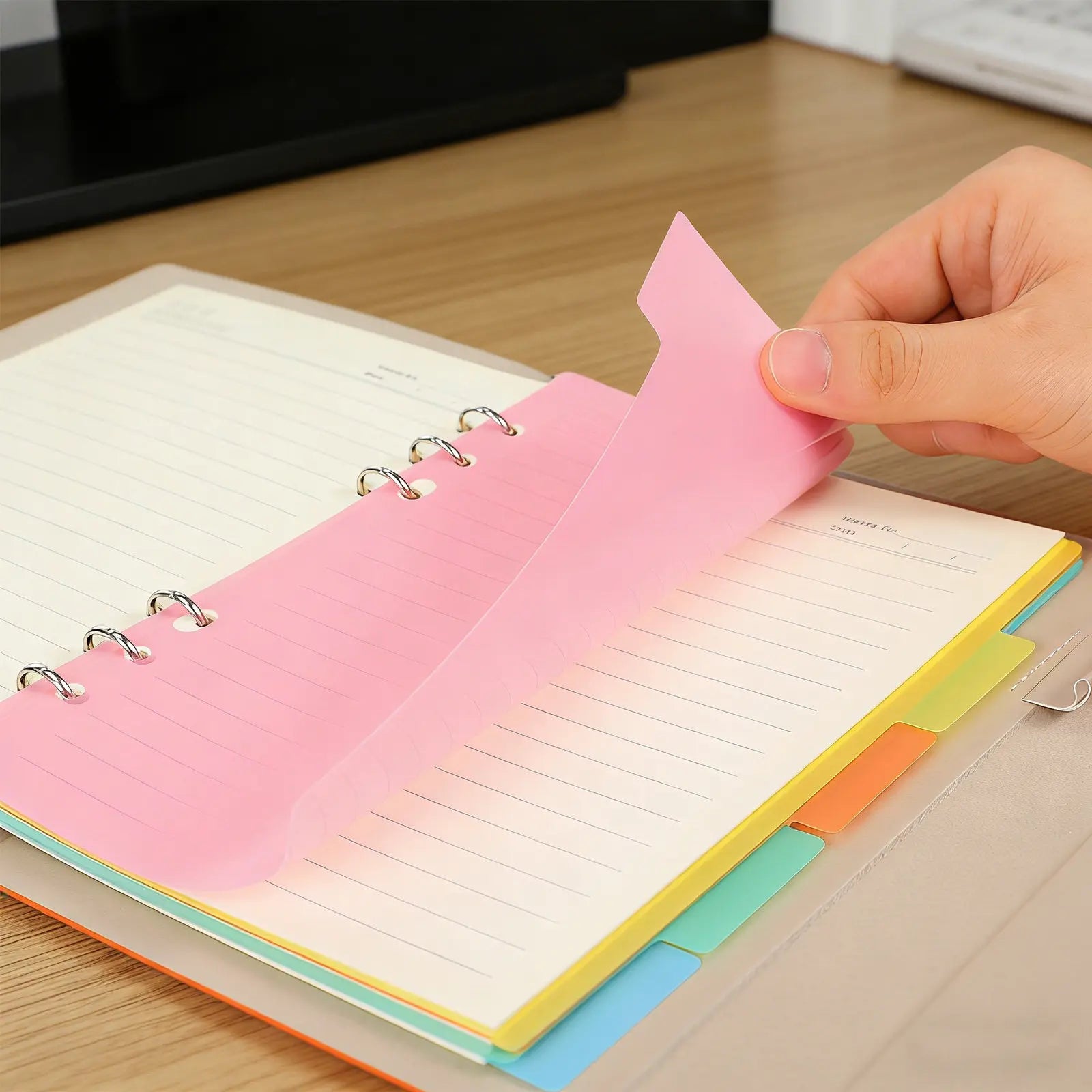 10Pcs Plastic Index Divider Tabs Multicolor Smooth Surface Easy Use Office Index Tabs Binder Dividers Label A4