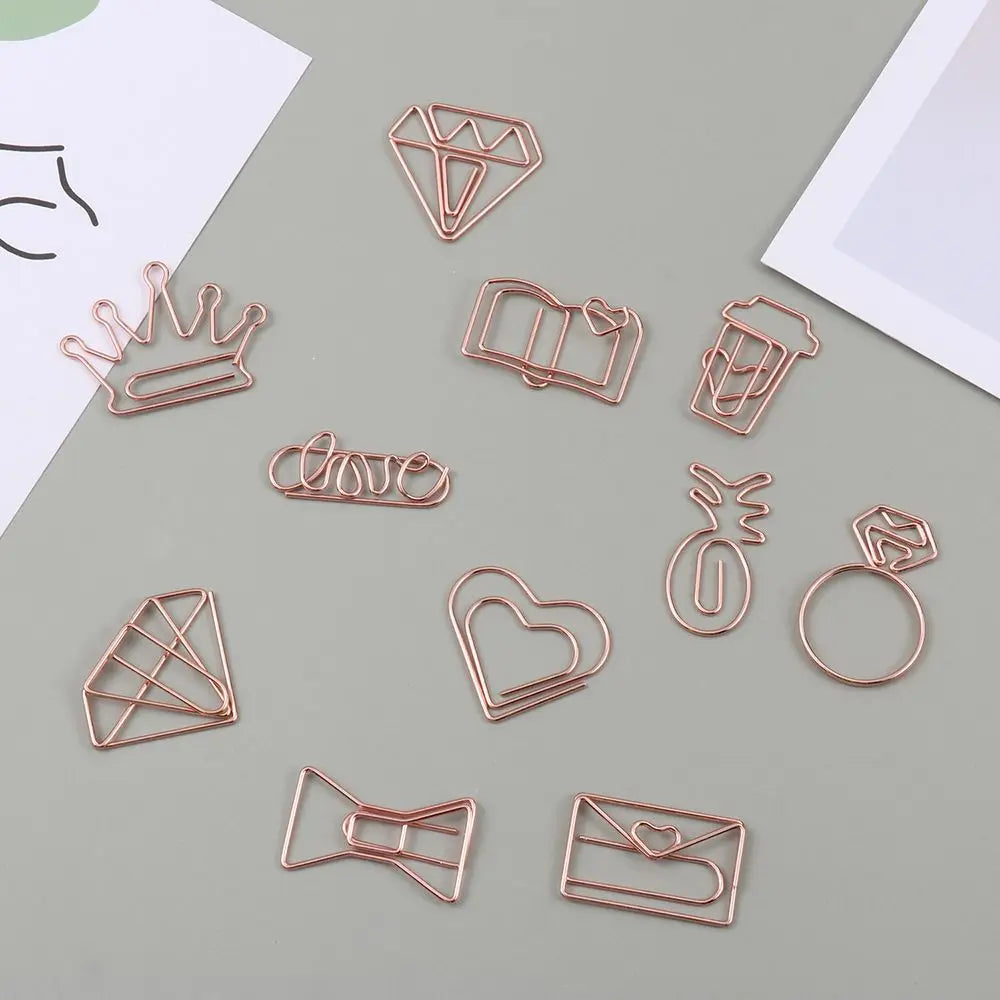 50/20pcs Love Diamond Crown Envelope Stationery Photo Tickets Office Supplies Metal Book Paper Clip Paperclips Mini Binder Clips
