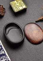 Small Portable Ink stone Chinese Style Calligraphy Regular Script Ink Stone Students Brush Writing Raw Stone She Inkstone