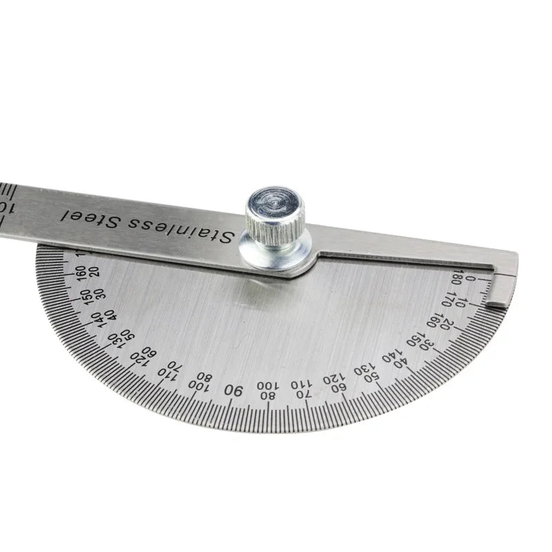 High Precision Stainless Steel Protractor Angle Gauge 180 Degrees 0-10CM Adjustable Semicircle Protractor Angle Measuring Tool
