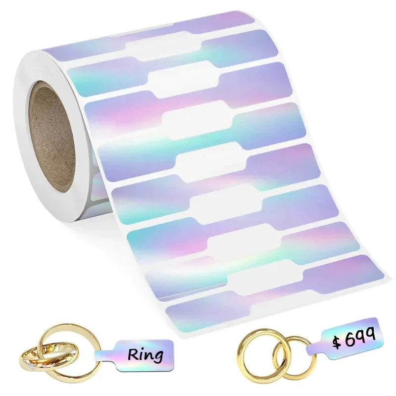 500pcs Paper Price Tags Jewelry Tags Self Adhesive Blank Labels Display Card Packaging Sticker Necklace Earring Bracelet DIY