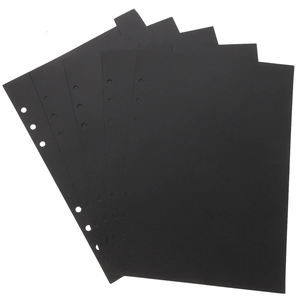 5Pcs A5 Black Page Dividers with Tabs for 6 Ring Binder Sturdy Plastic Index Dividers Binder Organizer for Planner Notebook File