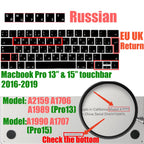 Russian Layout MacBook Pro Keyboard Cover 14" 16" M4 M3 M2 M1 Pro, MacBook Air 15" 13.6" M3 M2 Silicone Skin, US/EU Version