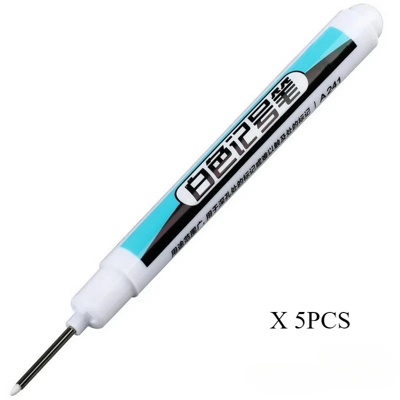 5/10PCS/Set 0.7mm 20mm Long Nib White Marker Pens Multi-Purpose Deep Hole Quick-drying Carpenter Oily Pen for Bathroom Wood