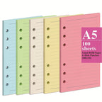 100 Sheet  A5 A6 Loose-leaf Colorful Replacement 100G Daolin Paper Refill Inner Page Line Inner Page Inside Paper Stationery