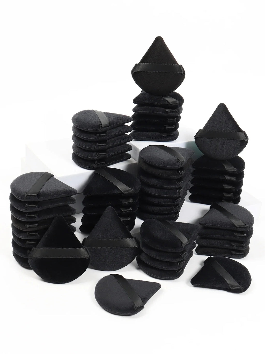 Reusable Black Triangle Velvet Powder Puff Soft Facial Blending Sponge, Multipurpose Foundation Cosmetic Sponge for Daily Makeup