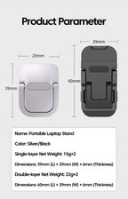Elough Portable Laptop Atand Invisible Adhesive Bracket Folding Storage Height-Increasing Stand Keyboard Foot Pad Support Stand