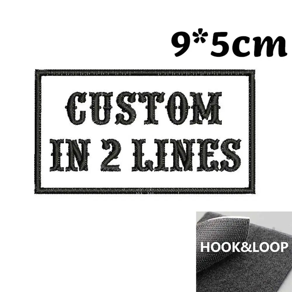 Custom 2 Lines Name Tags  Army Blood Number ID Badage Embroidered Patch with Merrow Border Hook Backing