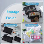 1-12pcs Mesh Zipper Pouch Student Waterproof Zip File Bag Makeup Bag School Office Supplies Miscellaneous Storage Organizer