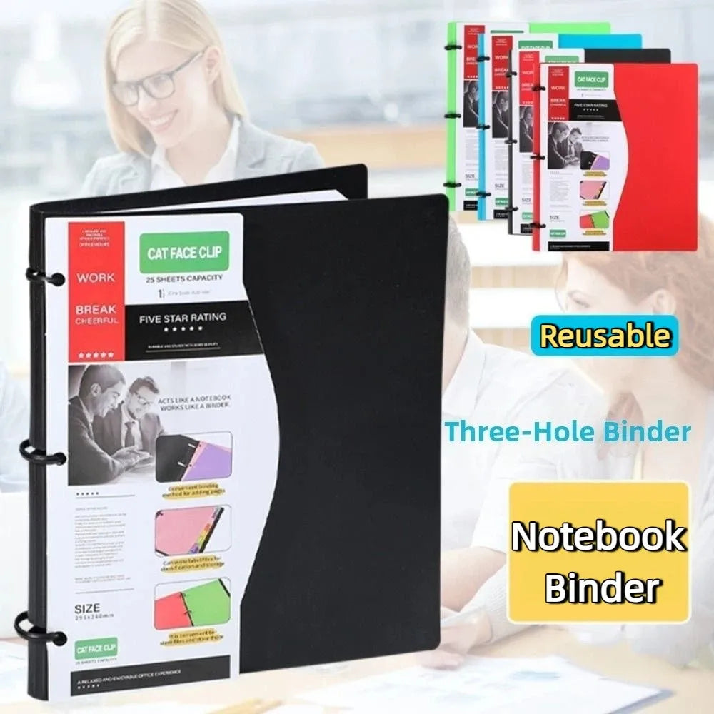 3 Ring Loose-leaf File Folder Waterproof Detachable Notebook Binder Dustproof Thickened 3 Hole Punched Lined Paper Mobile Office