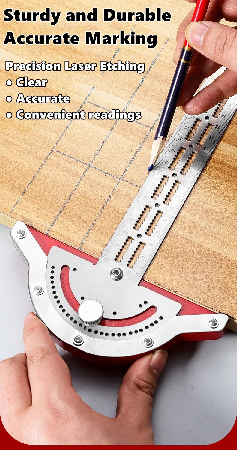 0-180 Degree Angle Gauge Woodworkers Edge Ruler Stainless Steel Protractor Angle Finder Ruler Precision Carpenter Measuring Tool