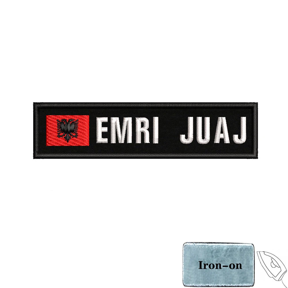 1PC 10cmX2.5cm Custom Name Flag Patch Stripes Badge Iron On Or Hook Loop Armband Germany Luxembourg Armenia Serbia Singapore