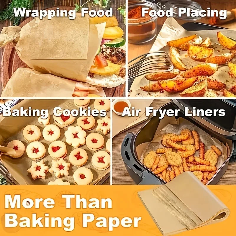 50/100pcs Pre-Cut Parchment Paper - Non-Stick for Baking Cooking Grilling Air Fryer Steaming Baking  Sheets  Baking Paper