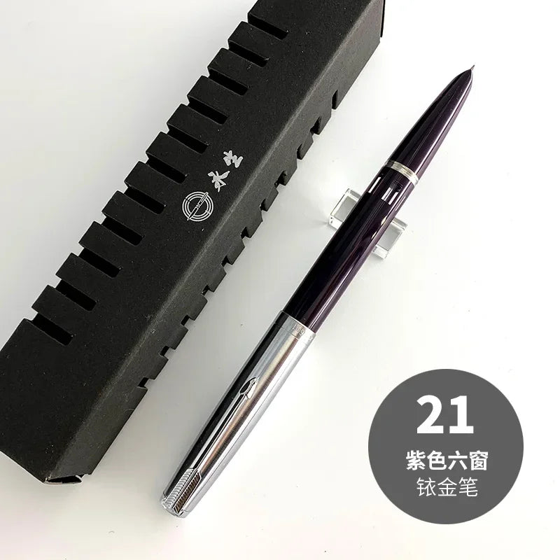 NEW Wingsung 601 Press Piston Fountain Pen Iridium EF/F Nib Steel Cap Vacumatic Resin Ink Pen School Stationery Office Supplies