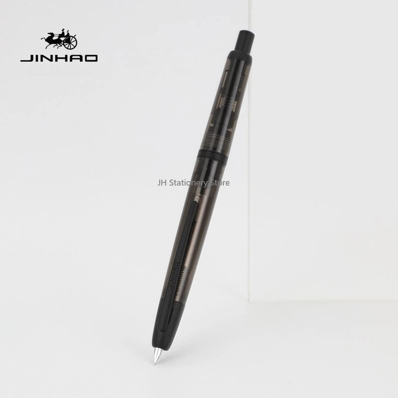 JINHAO 20 Press Fountain Pen Retractable EF/F Nib Plastic With Clip School Supplies PK 10 A1 Stationery Writing Ink Converter