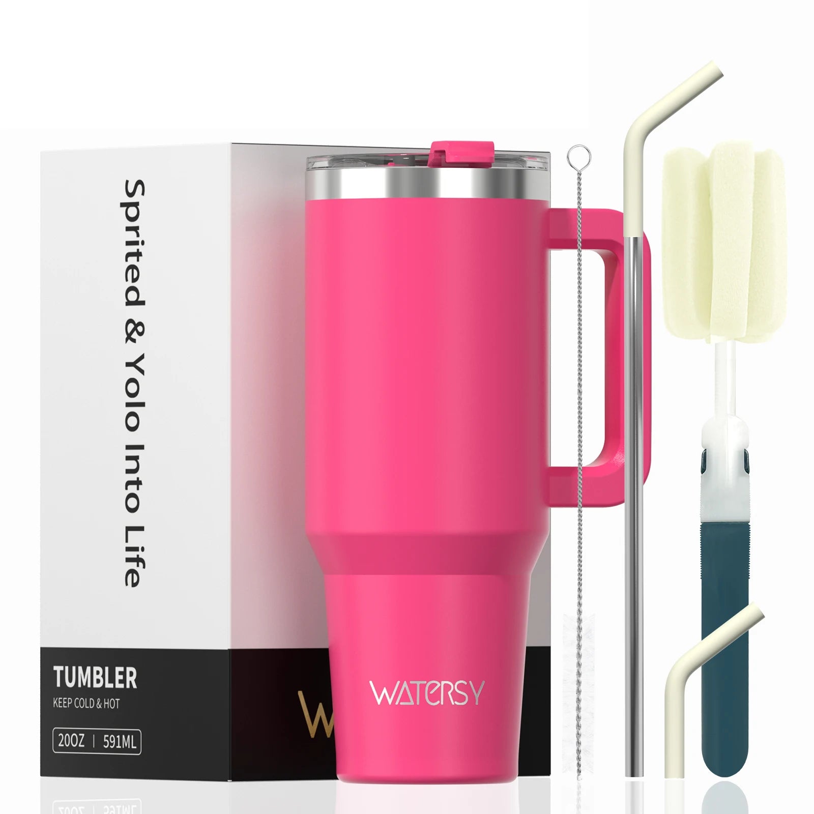 WATERSY Large Capacity 30/40oz Stainless Steel Tumbler with Handle And Straw Double Vacuum Insulated Thermal Coffee Mug