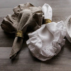 1 Pcs 100% Linen Napkins Wedding Dinner Solid Color Flounce Placemats Ruffle Edge Classical Custom Home Table Napkin